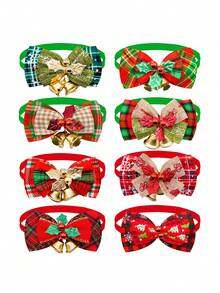 1 Stück Weihnachts Doppelschicht Fliege für Haustiere, verstellbar, klassisches Weihnachtsrot und Grün kariertes Glöckchen Dekor, geeignet für kleine Hunde und Katzen, exquisites und bequemes Weihnachtsgeschenk für Haustiere - Verschiedenfarbig - Übersicht 17