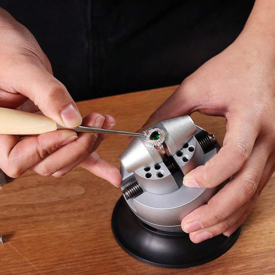 Ball Vise, 3" Engraving Setting Tool, 360° Rotation Engraving Block Vise, 30 PCS Attachment Jewelry Engraving Block Tools Standard Block For Gemstone Inlay And Small-Scale Engraving - 3" 2.13" - View 1