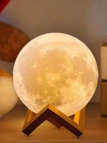 1pc 3D Moon Lamp, LED Moon Night Light, Home Decor Desk Lamp, Party Decoration, Holiday Lighting, Suitable For Bedroom, Living Room, Party, Garden, Dining Room, Can Be Used As Holiday Gift