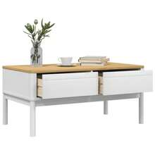 vidaXL Couchtisch FLORO Weiß 99x55,5x45 Cm Massivholz Kiefer - Weiss - Übersicht 4