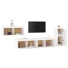 vidaXL 4 Stück Fernsehschränke aus massivem Kiefernholz in Weiß