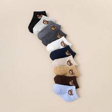 10 đôi tất trẻ em unisex, họa tiết gấu dễ thương, màu nude mềm mại, cổ thấp, phù hợp cho trẻ sơ sinh. - Nhiều màu - Xem 5