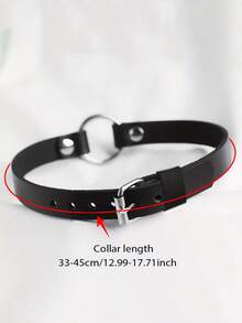 1 chiếc vòng cổ thời trang bằng da PU có khoen tròn hình chữ O dành cho váy dự tiệc, phụ kiện choker dành cho nữ - màu đen - Xem 6