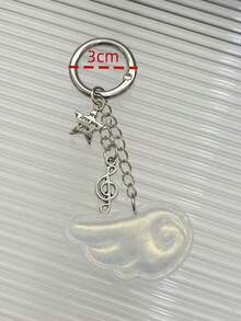 1 chiếc móc khóa hình cánh thiên thần và nốt nhạc phong cách Y2K cổ điển, phụ kiện dễ thương, quà tặng túi xách, quà tặng Giáng sinh cho nam giới, quà tặng cho bạn trai, móc khóa điện thoại, quà tặng cho nữ giới, quà tặng giáo viên, quà tặng chị gái - trắng - Xem 3