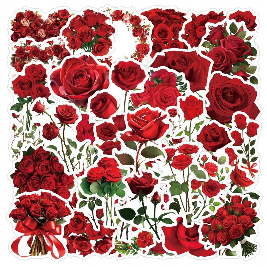 62 件玫瑰；贴纸美观乙烯基贴纸高品质贴纸贴花剪贴簿、日记、笔记本电脑、保险杠、滑板、水瓶、电脑、手机贴纸可以为您的生活带来很多乐趣，是送给成人的完美礼物 - 彩色 - 查看 1