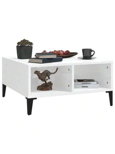 VidaXL Coffee Tafel 60x60x30 Cm Finished Wood High Gloss Wit view 5