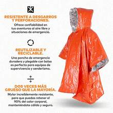 Kit de Supervivencia Manta Térmica Mylar y Saco de Dormir de Emergencia, Poncho de Lluvia, Compacto y Portátil para Acampada, Senderismo, Montañismo - Unisex - 1 - Ver 10