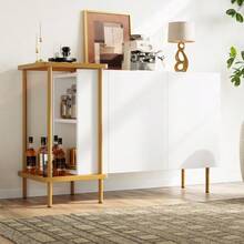 Aparador Schrank Branco Moderno com 2 Türen e 2 Offenen Fächern, Couchtisch aus Metall/Glas,Weiß,120 x 40 x 77,5 cm (CxBxA)