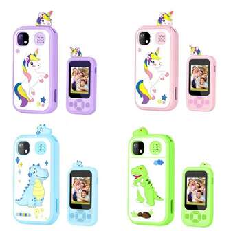 儿童智能手机女孩礼物 - 适合 3 4 5 6 岁儿童的圣诞生日礼物、儿童手机玩具、双摄像头、学习、儿童 Mp3 播放器、圣诞生日礼物恐龙儿童玩具手机（适合 3-10 岁男孩）、旅行玩具学龄前学习教育玩具、智能手机生日礼物、益智学习玩具、音乐播放器、视频播放器、游戏、游戏新年礼物、圣诞礼物（粉色/紫色/蓝色）