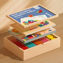 Creative Wooden Magnetic Puzzles, Fun Tangram Puzzle Toys, Puzzle Toys, Children's Toys, Geometry DIY Block Puzzles, Shape Recognition And Fine Motor Skills Training, Birthday Gifts For Boys And Girls, Halloween Christmas Gifts, Educational Toys, Brain Teasers Games, Geometric Shapes, Smooth Edges, Durable Puzzles, Holiday Gifts - 彩色 - 查看 2