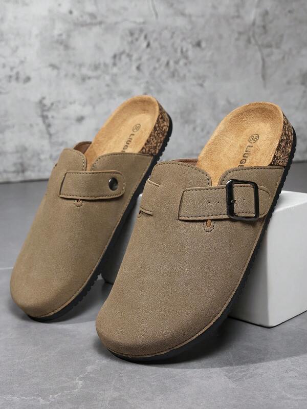 Sandálias masculinas casuais sem cadarço, chinelos de praia de madeira macia, tamancos mule unissex de verão, sandálias deslizantes respiráveis para escritório e atividades ao ar livre