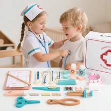 30 pièces Ensemble de jouets réalistes de médecin pour enfants, kit médical, jeu de rôle de médecin et d'infirmière, interaction parent-enfant, cadeau de Noël - Blanc - Voir 6