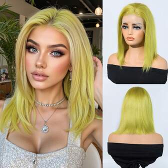 13x4蕾丝前假发，真人发丝，预先拔毛，10英寸高清蕾丝前假发，短款透明假发，适合女性