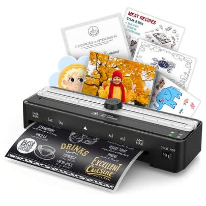 CRENOVA Laminator Machine, 9 Inch With 10 A4 Sheets Thermal And Cold Lamination Built In Cutter Quick Warm Up,Portable Laminating Machine For Home Office School Use
