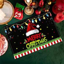 1/4/6 Stücke Leinen Weihnachtsszene Tischset, Landhausstil Winter Weihnachten Feiertag Heim Küche Tischdekoration. - Verschiedenfarbig - Übersicht 7