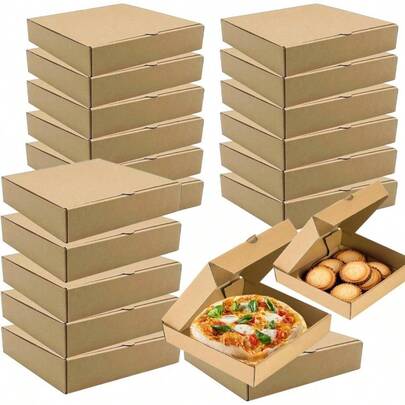 25PCS Pizza Box, 6.3*6.3*1. Small Pizza Boxes Corrugated Cardboard Pizza Box, Take Out Containers Packing Case Biscuit, Cake, Cookies, Food Party Favors
