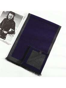 1 pieza Pañuelo de lujo unisex con estampado de moda, chal con flecos de 180*30CM, pañuelo de negocios a cuadros clásico para hombres - multicolor - Ver 4