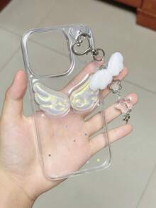 2 件可爱环氧闪光翼防震透明闪光手机壳适用于 16 Pro Max、15/17 Pro Max、13/14/11/12，精致翼形吊坠 - 翅膀+掛飾 - 查看 8