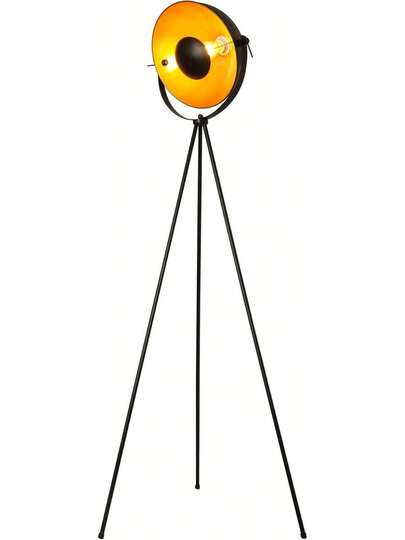 Alpinaluz Vintage Tripod Vloer Lamp "Bremen" Nordic Industrial Goud Zwart Metal Shade