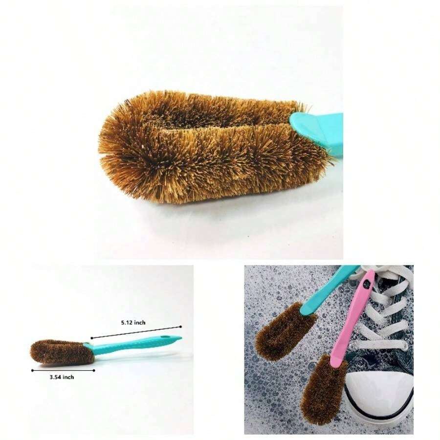 Shoes Brush - Kamenoko Tawashi Scrubber, 2 Unidades Fibras Naturales, removedor de Suciedad, Lavado de Tenis - Azul claro, rosa suave - Ver 1