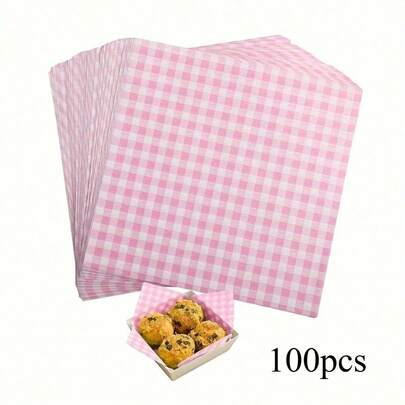 100 piezas de papel de hornear resistente al aceite - Diseño de enrejado para freidoras de aire, pasteles, sándwiches y comida rápida - Alfombrillas de cocina multicolor (rosa/amarillo/morado), alfombrillas para cestas, fáciles de limpiar, accesorios para freidora de aire, decoración de pasteles, materiales resistentes al aceite
