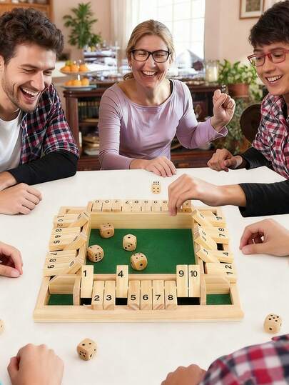 1 buc. Recuzită de joc din lemn cu 4 fețe, joc cu zaruri închise, joc de societate matematică cu blocuri de numere pentru familie, prieteni, evenimente de întâlnire, petrecere, bar, joc de băut, recuzită din lemn, jucării de ameliorare a stresului, din lemn, DIY