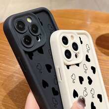 Phone Case 16 15 13 14 Pro 16E 11 12 13 8 Plus XR X XS SE Love Heart Print Matte Soft Shockproof Cover