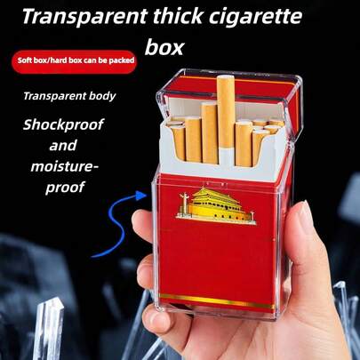1pc Transparent Push-Pull Thickened Soft Cigarette Case, Holds 20 Cigarettes, Portable & Creative Design, Suitable For Men, Gifts