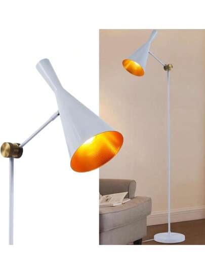 Alpinaluz Wit Industrial Vloer Lamp, Aluminum Shade Goud Honeycomb Interior, E27 Living Room view 2