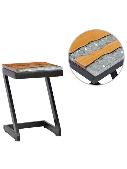 VidaXL Coffee Tafel 30x30x50 Cm Solid Teak Polyresin