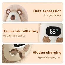 1 قطعة دب ناعم جميل لتدفئة اليد، ذكي ثابت الحرارة، سريع التسخين، محمول لجيب اليد، مع بطارية LED وشاشة درجة الحرارة، مناسب للخارج والداخل، ضروري للسفر والتخييم والمنزل في الخريف والشتاء. هدايا عيد الميلاد، تدفئة اليد، هدايا للرجال، حشو جوارب، تدفئة اليد قابلة لإعادة الشحن