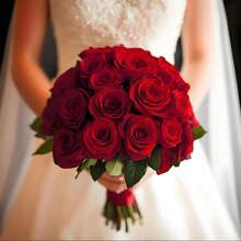 50PCS Large Velvet Artificial Roses 4.14" Real Touch Long Stem Fake Flowers In Bulk For Flower Arrangement, Wedding, Home & Party Decor (White) - Red-12pcs - View 6