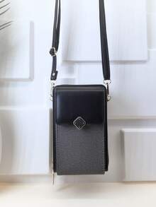 Women's Straw Crossbody Bag PU Leather Patchwork Design Multi-Compartment Wallet With Zipper Compact And Lightweight Suitable For Shoulder Wear For Women Mini Wallet Small Wallet Card Wallet For Men Wallet Purse Wallet - Black - View 6