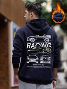 Krometka 男士秋冬赛车文化系列 | 黑色连帽衫 | 汽车爱好者专属 - 藏蓝色 - 查看 2