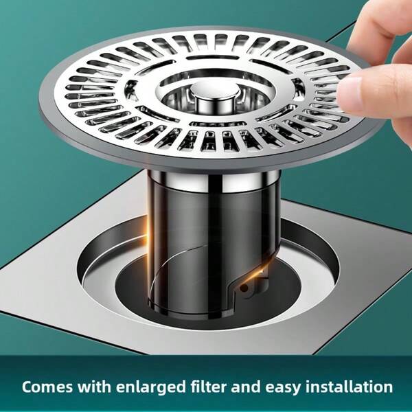 1pc Stainless Steel Floor Drain With Odor Elimination And Pest Prevention Function, Available In Multiple Colors - Suitable For Bathroom, Shower, And Kitchen Sink, Anti-Clogging, Protects Sink, Minimalist Design, Modern Drainage Solution, Rust-Resistant Material, High-Quality Drainage, Odor-Eliminating Drain Cover, Plumbing Solution, Home Renovation