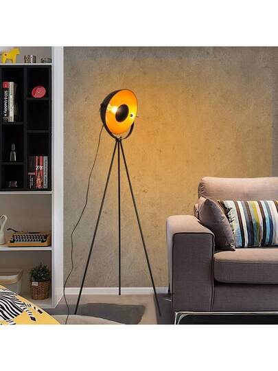 Alpinaluz Vintage Tripod Vloer Lamp "Bremen" Nordic Industrial Goud Zwart Metal Shade view 4