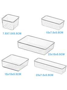 4 przezroczyste pudełka do przechowywania kubków i łyżeczek