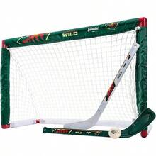 Conjuntos de Mini Hockey de la  de Franklin Sports - Conjunto de Combo de Portería de Hockey de Rodilla, Pelota y 2 Palos de Hockey - Red de Portería Mini - Conjuntos de Hockey Oficiales de la - Minnesota Wild - Ver 12