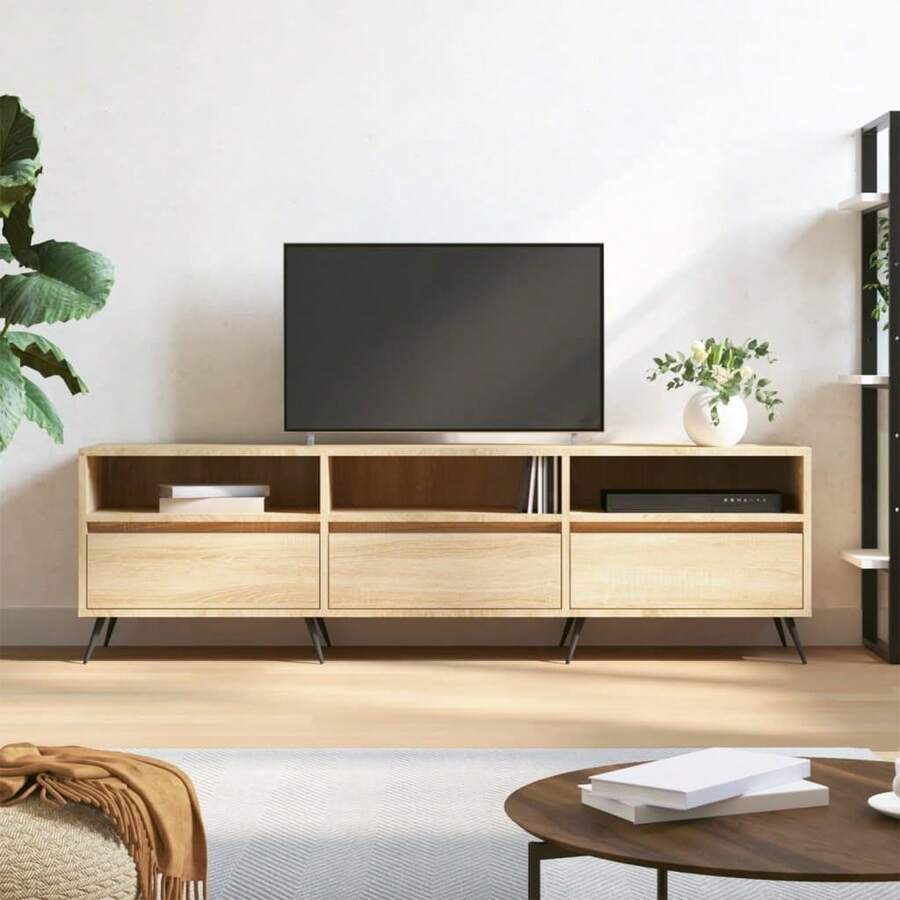 vidaXL TV-Schrank Sonoma-Eiche 150x30x44,5 Cm Holzwerkstoff - Gelb - Übersicht 1