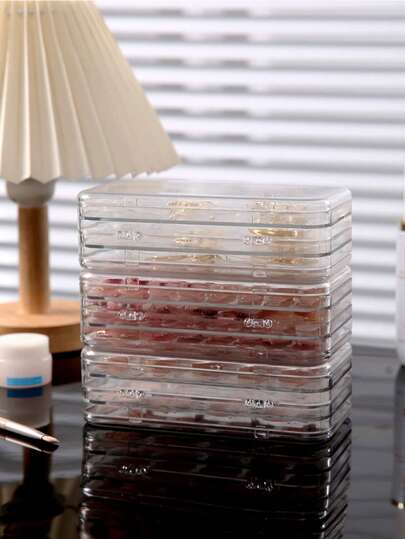 3-Layer Transparent Plastic Storage Case - Adjustable Compartment Organizer For Fake Nails, Jewelry, Beads With Snap Lids