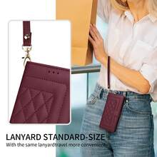 Luxury Wallet Fashion Double Button Small Fragrant Wind With Card Slot Photo Frame Kickstand Function Magnetism Flip PU Artificial Leather Case Compatible With Samsung Galaxy ForiPhone,Compatible With Xiaomi Redmi Compatible With Huawei OPPO Soft Silicone With Hand Strap Business Shockproof Protective Cover - Burgundy - View 10