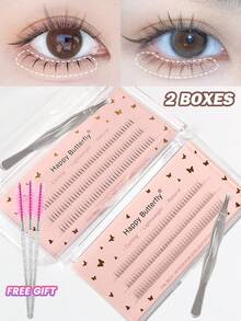 MAGEFY 120/117/126/237Clusters Of False Lower Eyelashes&Tweezers,5-6-7mm&3-10mm With Longer Curls C Personal DIY Eyelashes Of Different Lengths,Natural Soft Handmade Eyelashes For Everyday Use,3 Styles To Choose From,Optional Eyebrow Brush