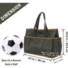 Tool Tote Bag Heavy Duty 16oz Waxed Canvas Garden Tool Bag Portable 11Pocket Tool Storage Bag For Gardener Electrician Contractor Repairman 36x14x26.5cm  Green