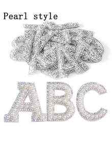 26片珍珠字母贴片，带背胶，DIY配件，水钻图案贴片，适用于帽子、珠宝、蛋糕、婚礼、情人节、浪漫水晶皇冠装饰 - 彩色 - 查看 10