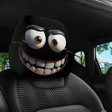 2 Car Headrest Covers With Funny Big Eyes Cartoon Pattern, Suitable For Travel/Daily Commuting/Car Interior Decoration, Perfect Choice For Halloween/Christmas/Thanksgiving, Fun And Practical, Suitable For All Seasons - Multicolor - View 2