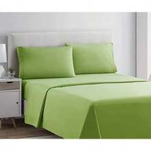 CLARA CLARK Premier 1800 Collection Hoja de Cama Set, Juego de sábanas 4 Piezas, Camel Gold, Talla(Verde Jardín Individual) - Tipo 22 - Ver 3