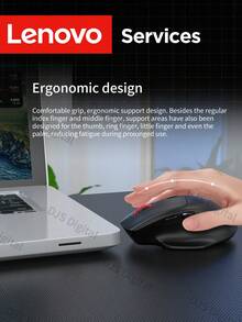 Lenovo Mysz bezprzewodowa, mysz z podwójnym trybem ładowania, połączenie 2,4 GHz/BT, ergonomiczna mysz gamingowa, materiał przyjazny dla skóry, wygodny uchwyt, wielofunkcyjna do biura, domu i gier, kompatybilna z wieloma urządzeniami, długa żywotność baterii