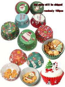 100/200/300/500 Stücke Weihnachts-Tulpen Backförmchen, Kuchenförmchen, geeignet für Weihnachtsparty Desserts, antihaftbeschichtet, Muffinförmchen, Backzubehör, Küchenutensilien, Weihnachtsparty