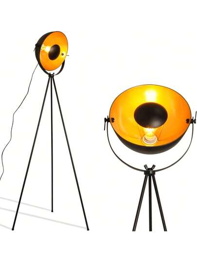 Alpinaluz Vintage Tripod Vloer Lamp "Bremen" Nordic Industrial Goud Zwart Metal Shade view 6