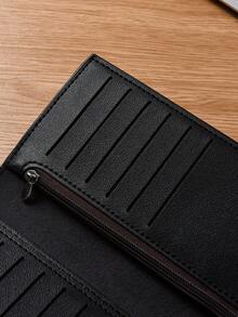 1pc Carbon Fiber Texture Men's Long Wallet, Personalized Clutch Purse, Thin Bifold Wallet With Multiple Card Slots, PU Leather Travel Document Holder, Unisex Coin Purse